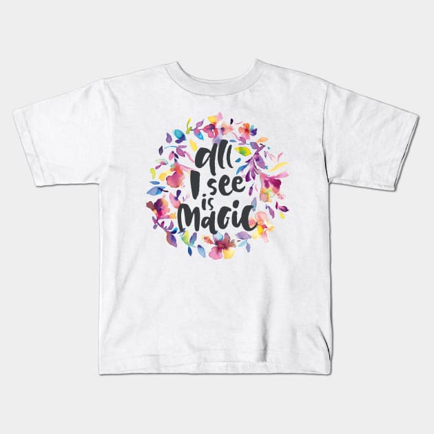 Magic Hibiscus Flowers Kids T-Shirt by ninoladesign